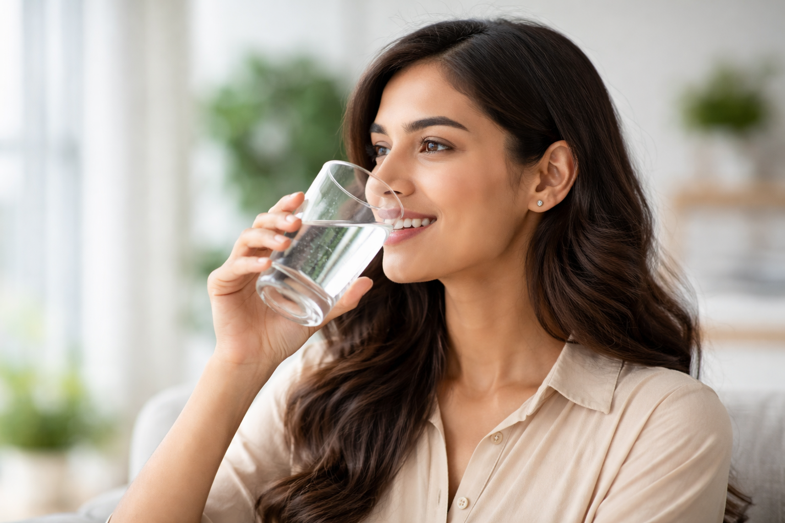 Woman drinking clean water – top 10 water purifier in India 2026